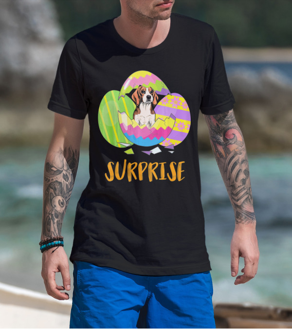 Surprise Beagle Bunny Funny Easter T-Shirt