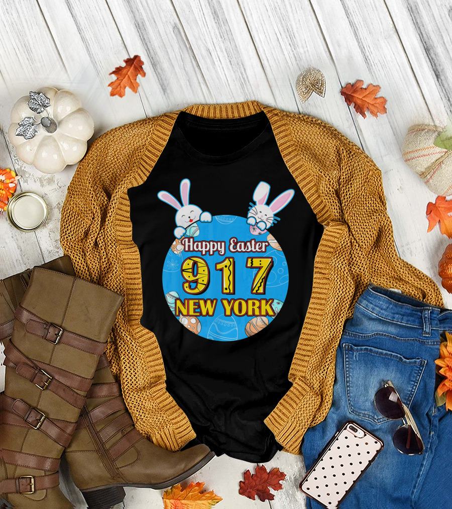 Happy Easter 917 New York with Bunnies and Eggs T-Shirt