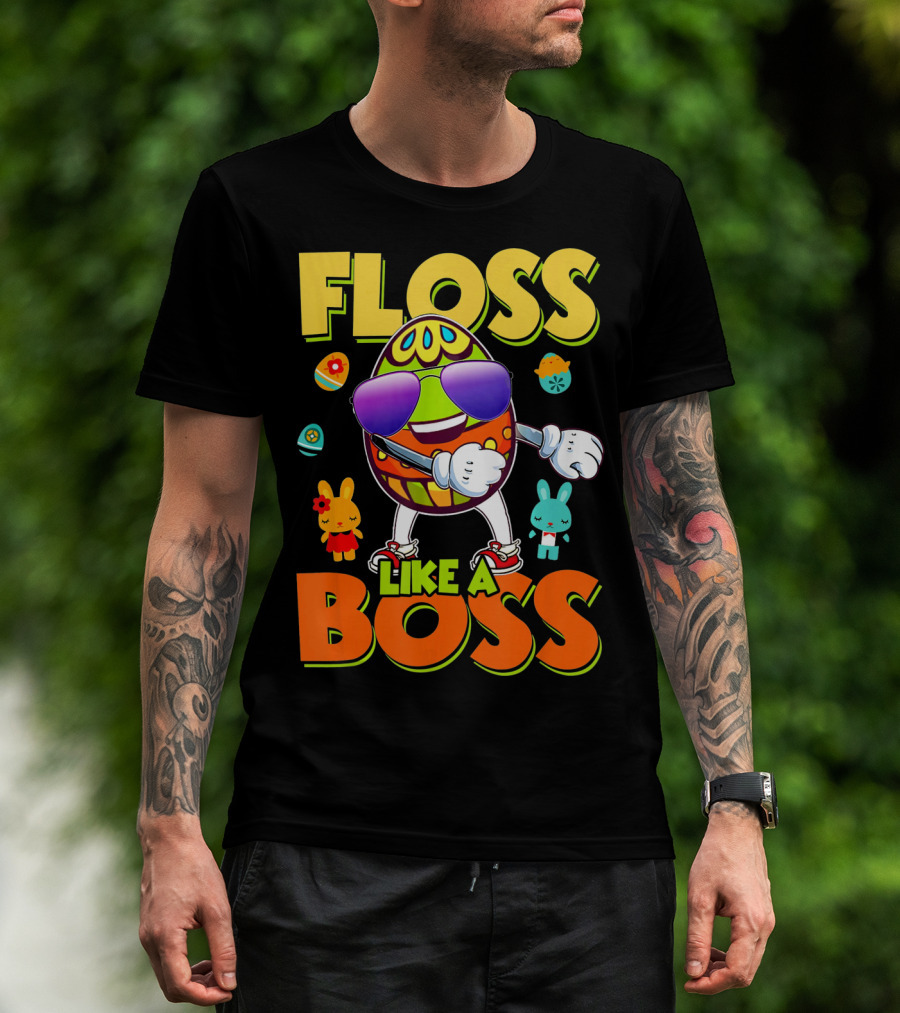 Floss Like A Boss Easter Egg With Kids And Bunnies T-Shirt