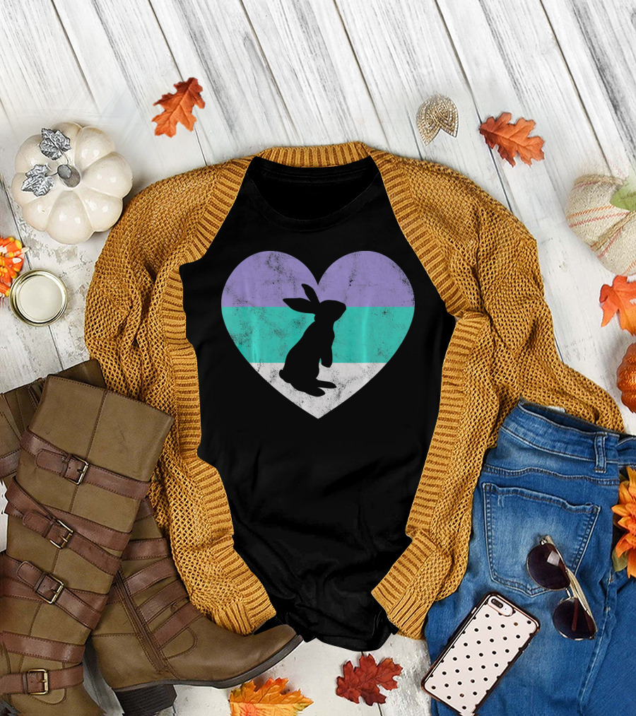 Rabbit Heart with Pride Flag Colors T-Shirt