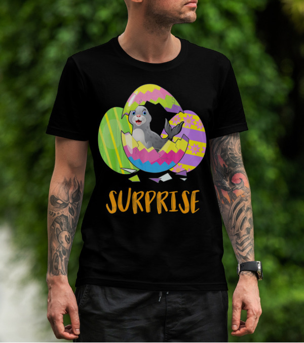 Surprise Cute Seal Bunny Funny Easter T-Shirt