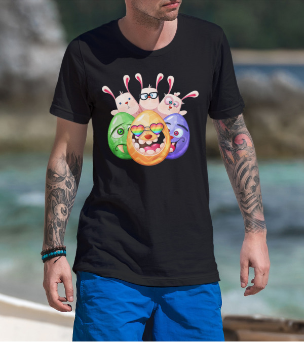 Three Easter Emoji Eggs With Funny Bunny Rabbits T-Shirt