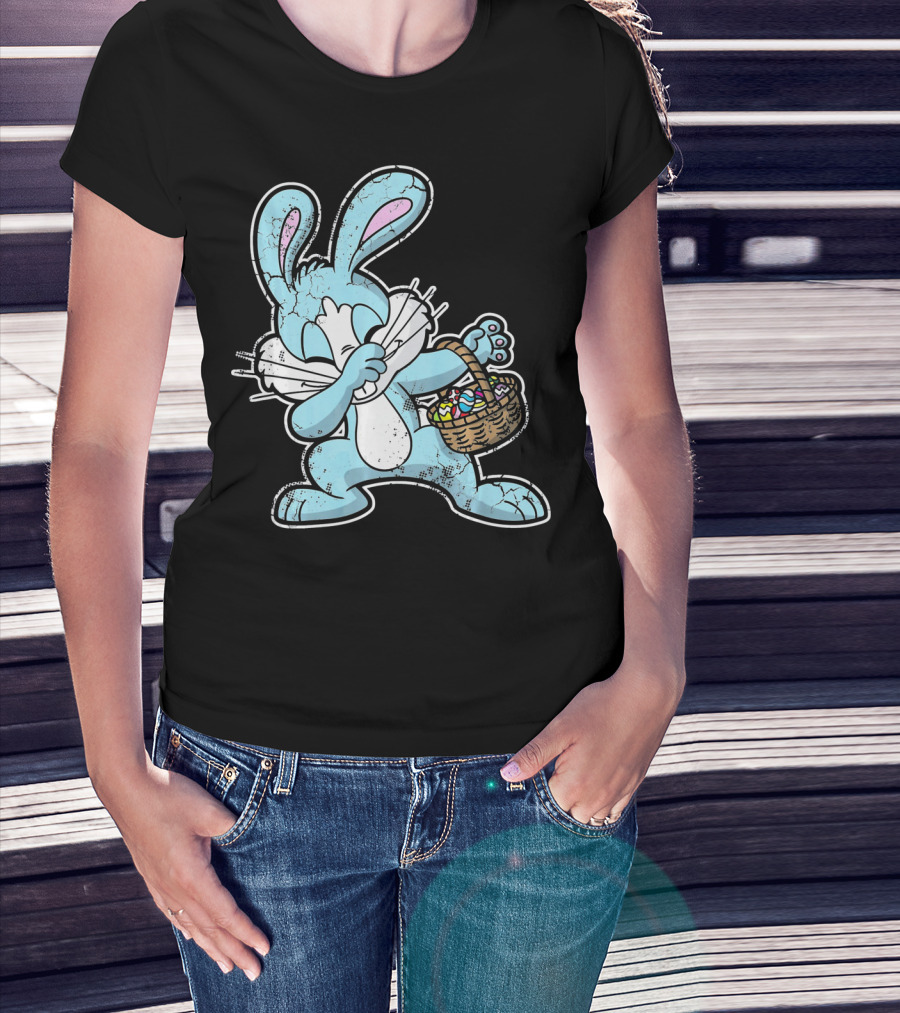 Dabbing Easter Bunny With Basket Of Eggs T-Shirt