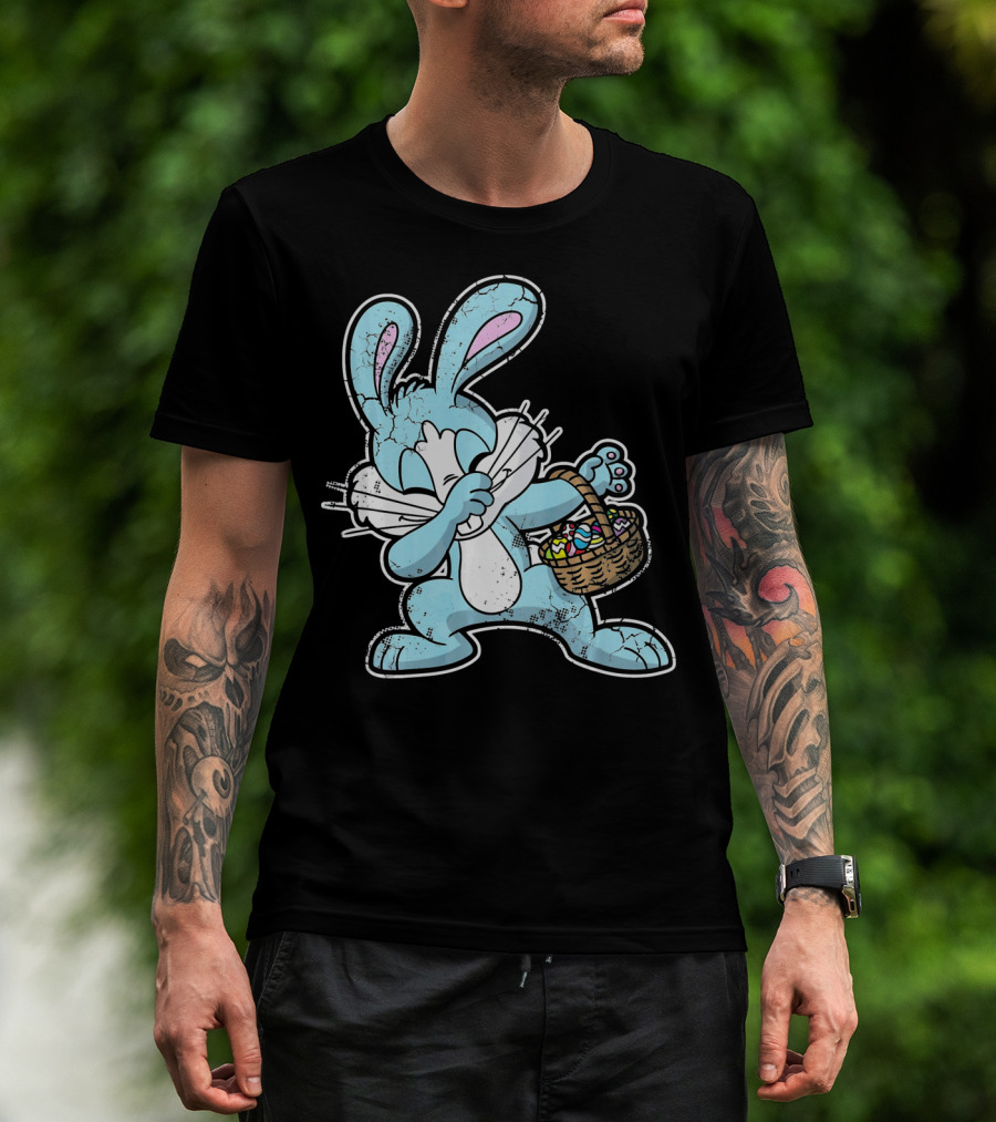 Dabbing Easter Bunny With Basket Of Eggs T-Shirt