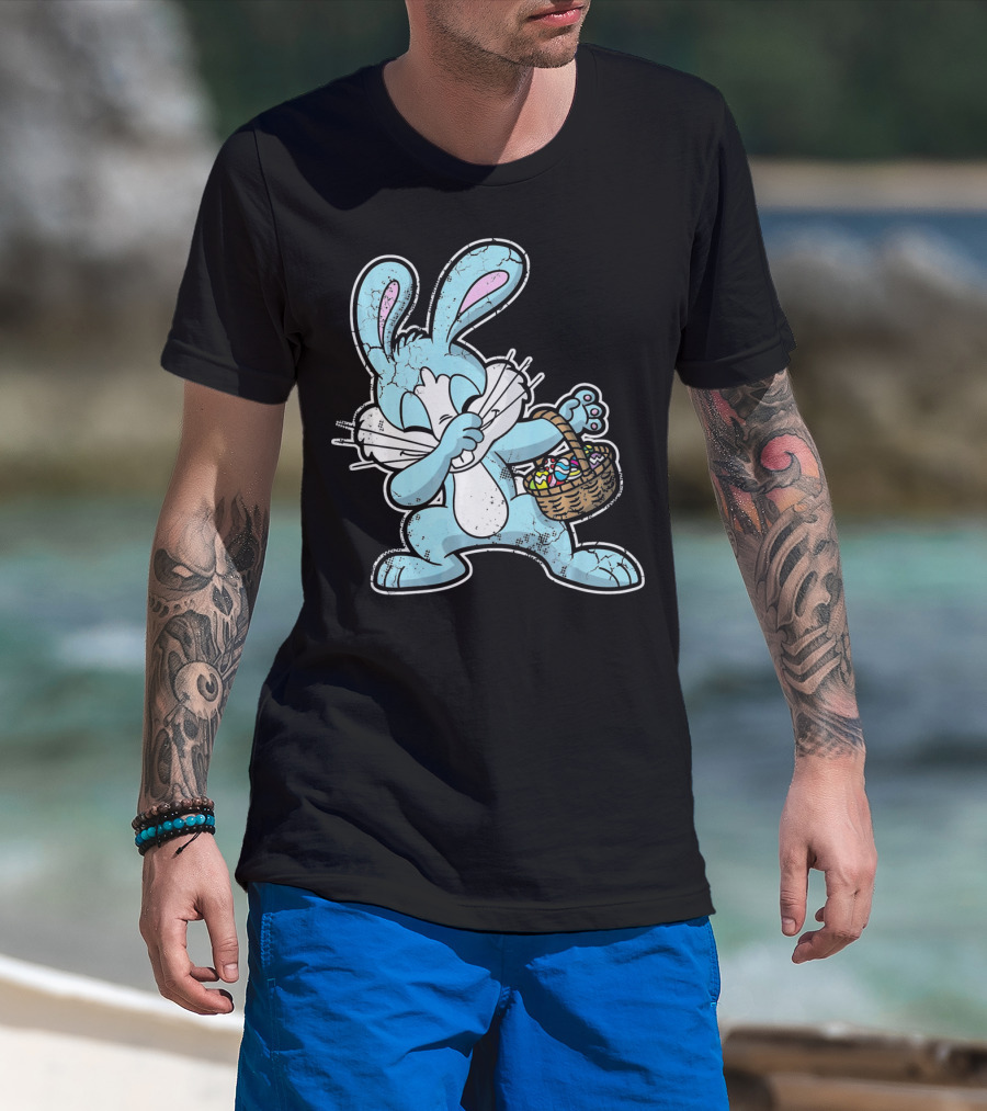 Dabbing Easter Bunny With Basket Of Eggs T-Shirt