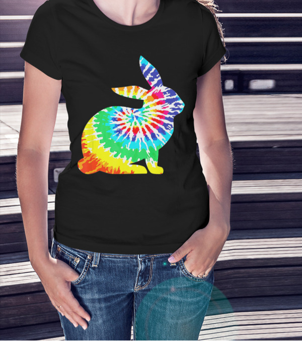 Tie Dye Rabbit Colorful Spiral Tie Dyed T-Shirt