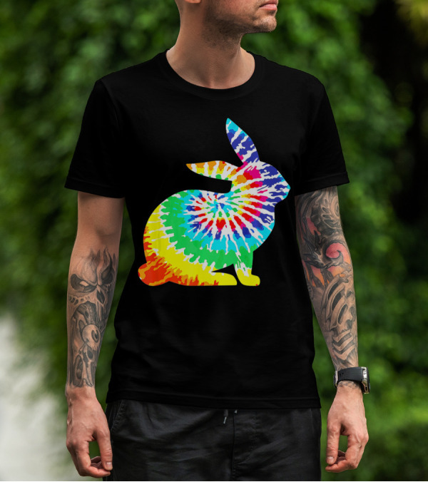 Tie Dye Rabbit Colorful Spiral Tie Dyed T-Shirt