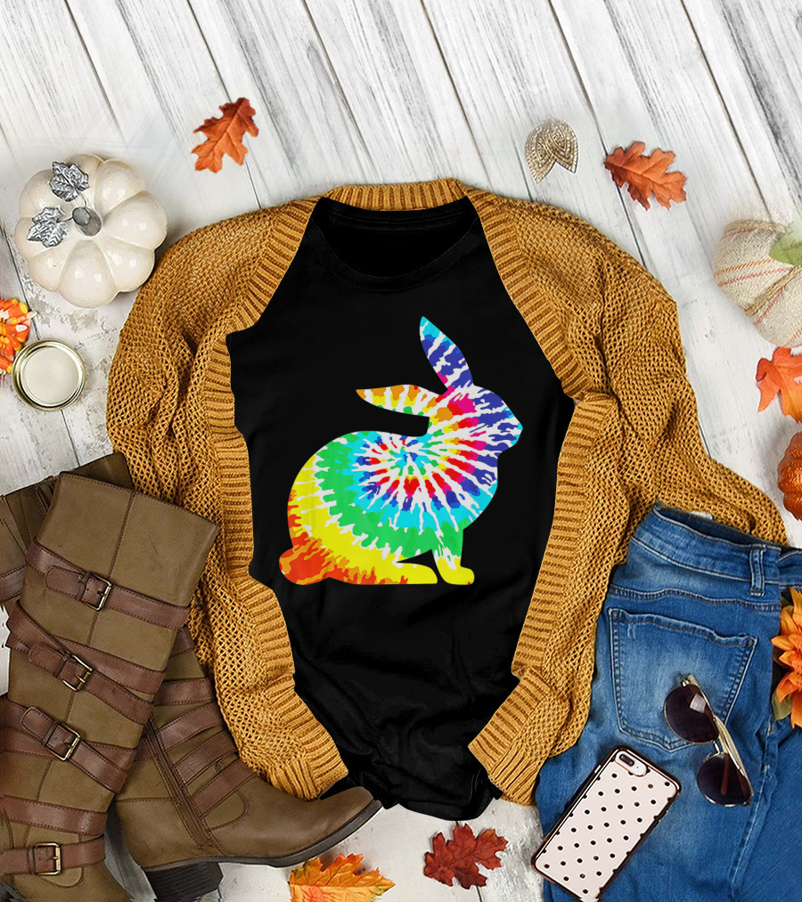 Tie Dye Rabbit Colorful Spiral Tie Dyed T-Shirt