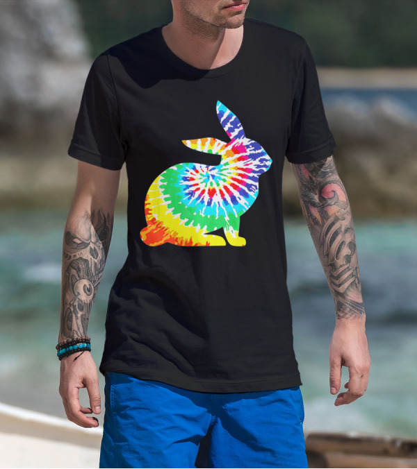 Tie Dye Rabbit Colorful Spiral Tie Dyed T-Shirt