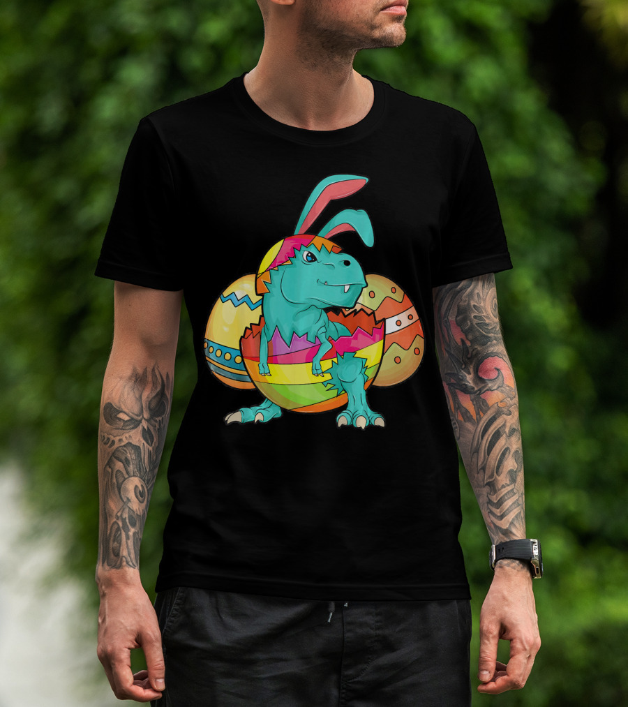 Easter Bunny Dinosaur Cute Rex Lover In Colorful Eggshell T-Shirt