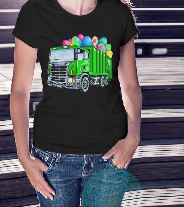 Easter Garbage Truck Men Kids Bo Easter Egg Hauler T-Shirt