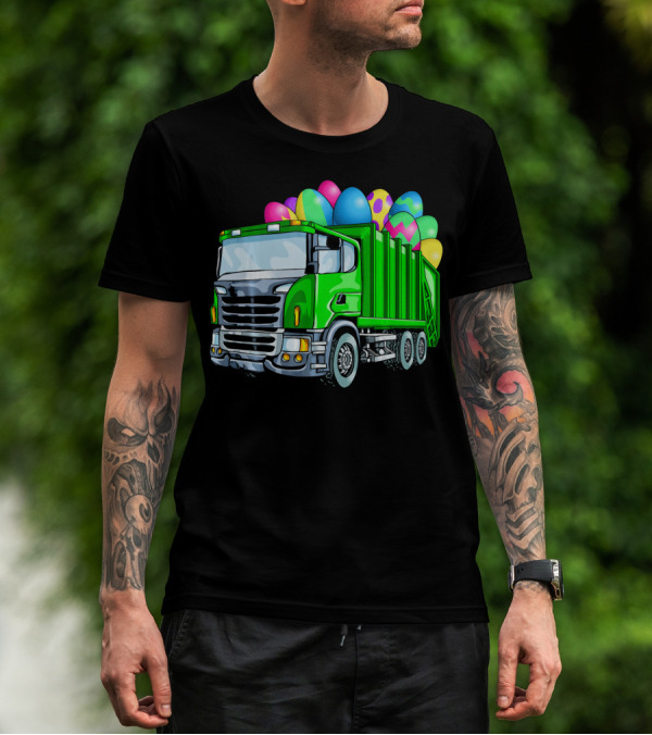 Easter Garbage Truck Men Kids Bo Easter Egg Hauler T-Shirt