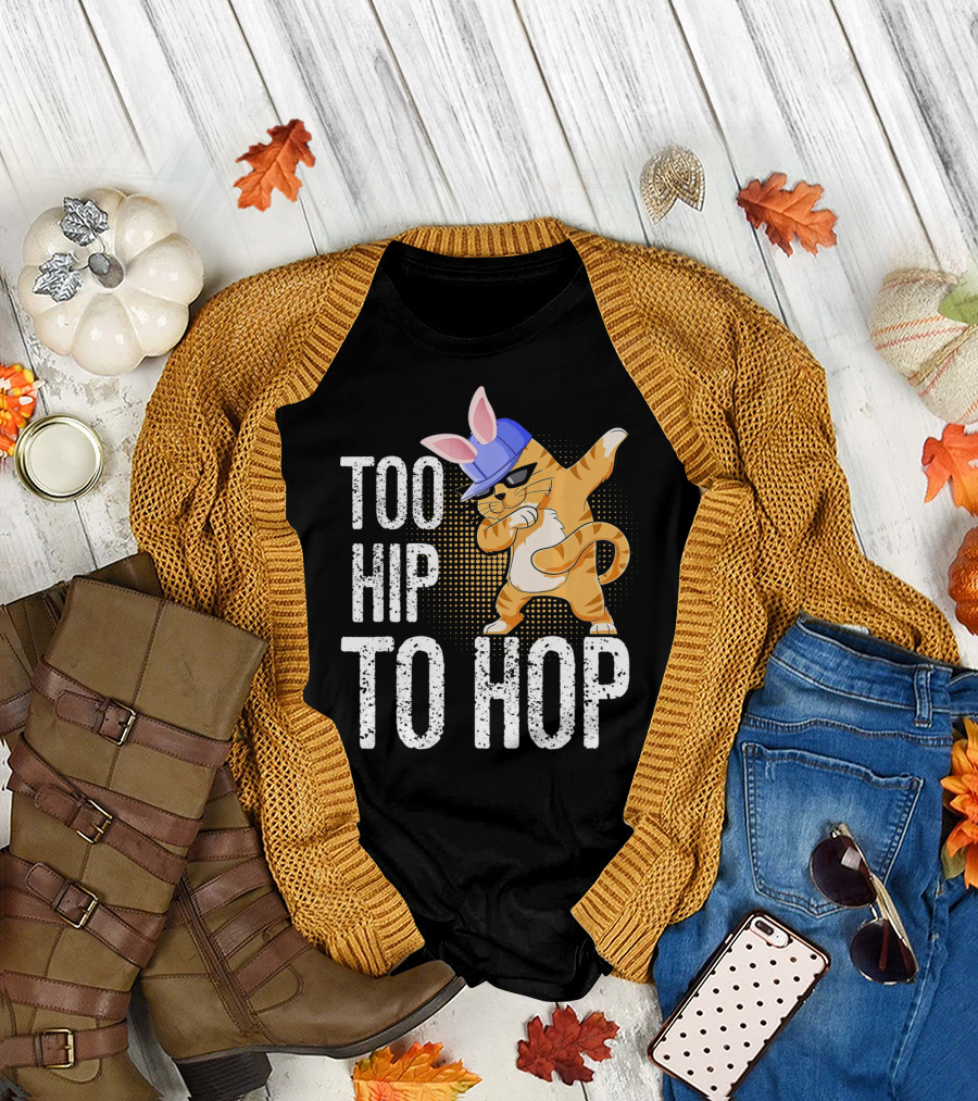 Too Hip to Hop Dabbing Cat Bunny Easter T-Shirt