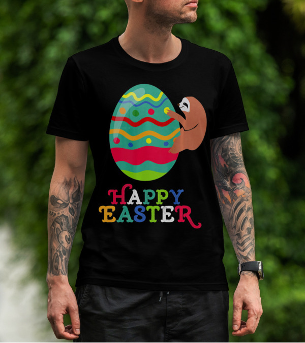 Happy Easter Sloth Colorful Egg T-Shirt