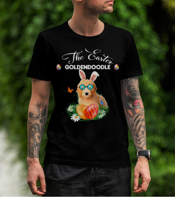 The Easter Goldendoodle Bunny With Eggs And Butterflies T-Shirt