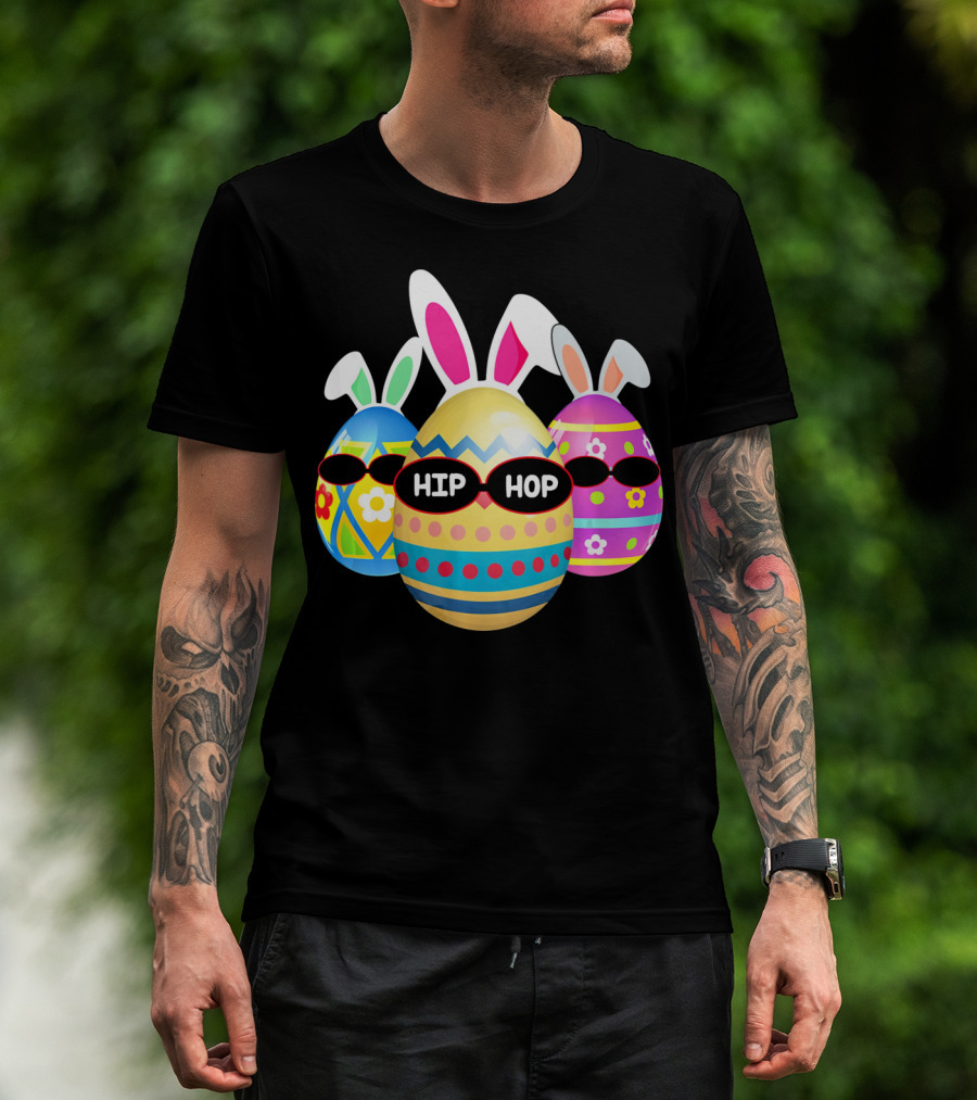 Hip Hop Bunny Eggs With Sunglasses T-Shirt