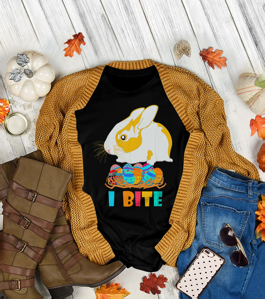 I Bite Cute Easter Bunny Eggs T-Shirt