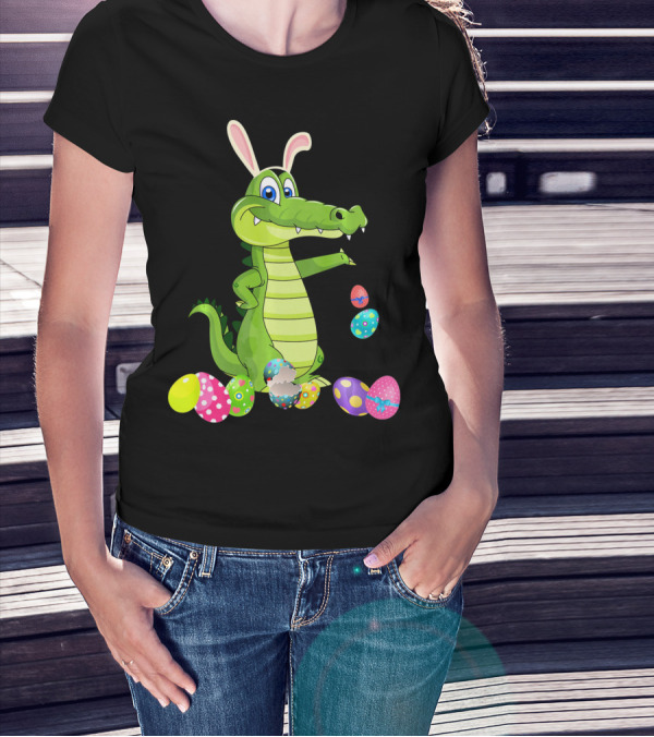 Alligator Bunny Rabbit Hat Easter Eggs T-Shirt