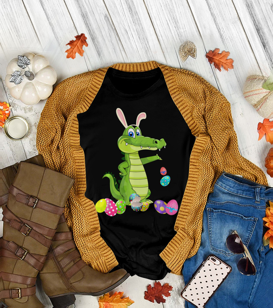 Alligator Bunny Rabbit Hat Easter Eggs T-Shirt