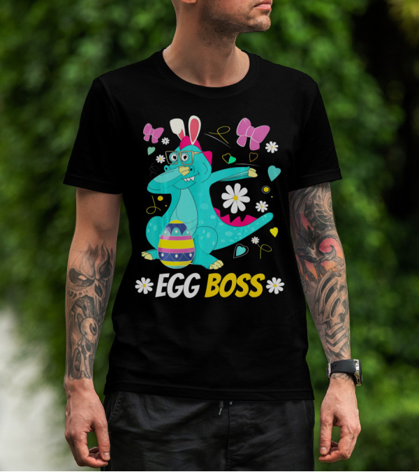 Egg Boss Easter Egg Hunt T-Rex Boys Easter T-Shirt