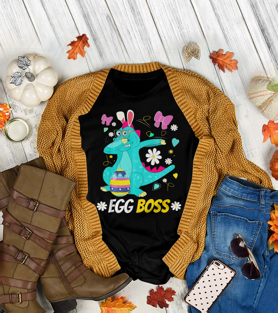 Egg Boss Easter Egg Hunt T-Rex Boys Easter T-Shirt