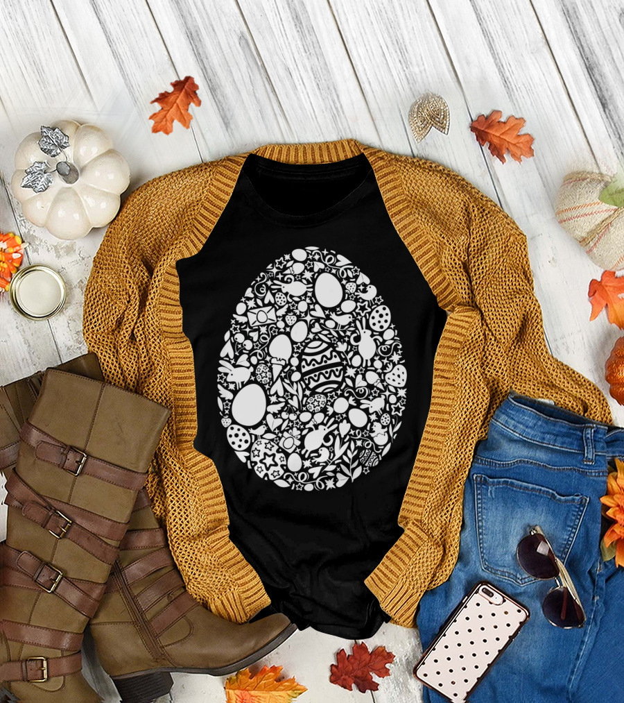 Easter Egg Hunt Pattern with Rabbits and Spring Symbols T-Shirt