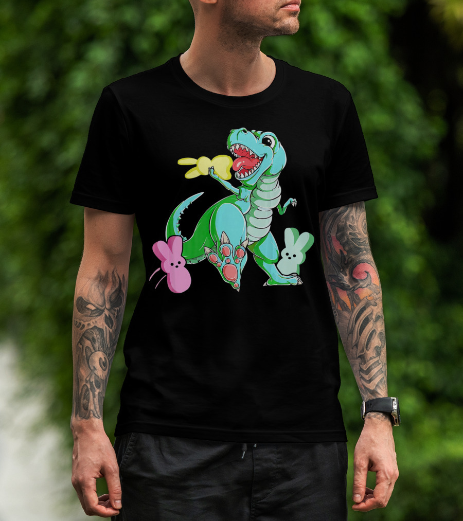 Dinosaur Rex Eat Bunny Peeps Happy Easter T-Shirt