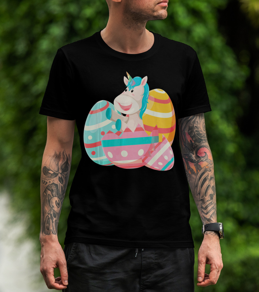 Easter Unicorn With Colorful Easter Eggs T-Shirt