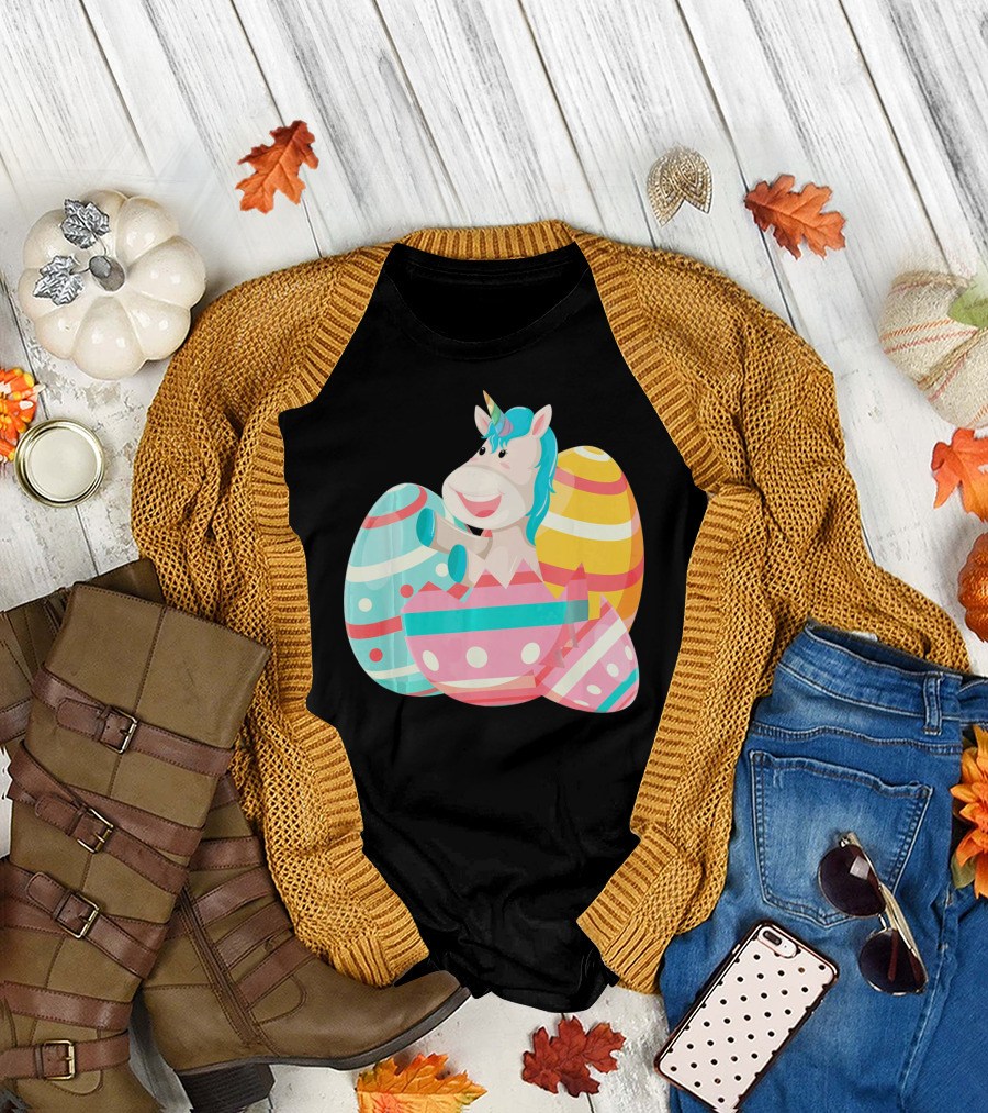 Easter Unicorn with Colorful Easter Eggs T-Shirt