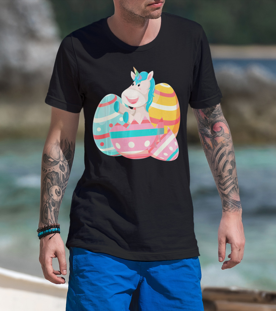Easter Unicorn With Colorful Easter Eggs T-Shirt
