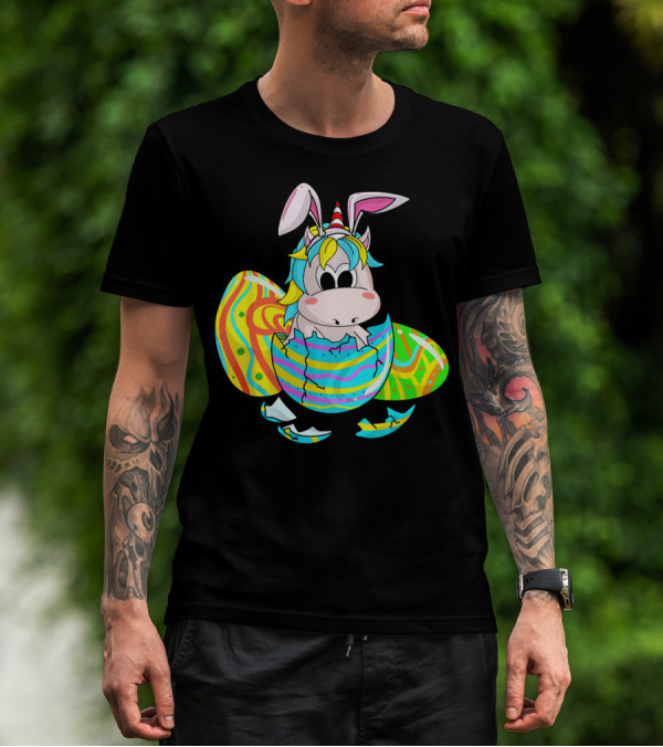 Easter Sunday Unicorn Bunnicorn In Colorful Eggshell T-Shirt