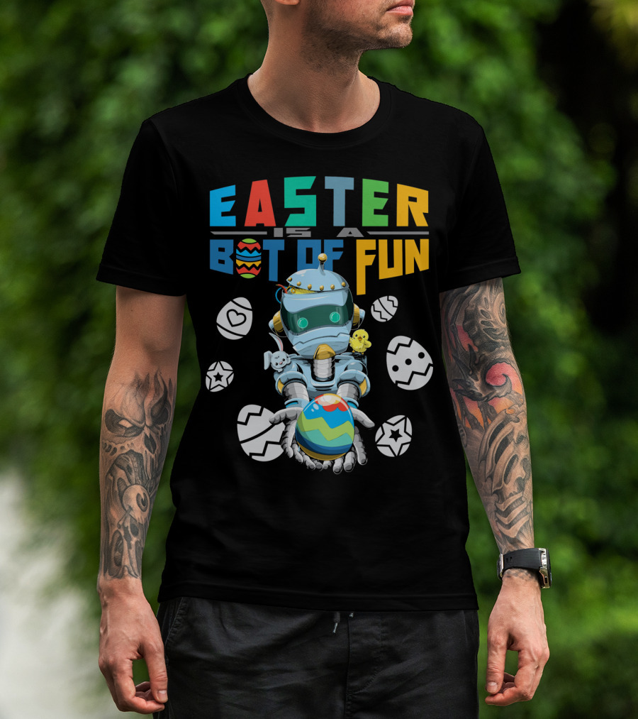 Easter Is A Bot Of Fun With Robot And Eggs T-Shirt