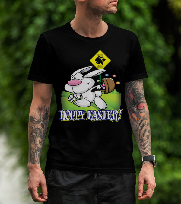 Caution Bunny Crossing Cute Funny Easter Bunny Hoppy Easter T-Shirt