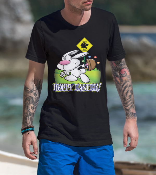 Caution Bunny Crossing Cute Funny Easter Bunny Hoppy Easter T-Shirt