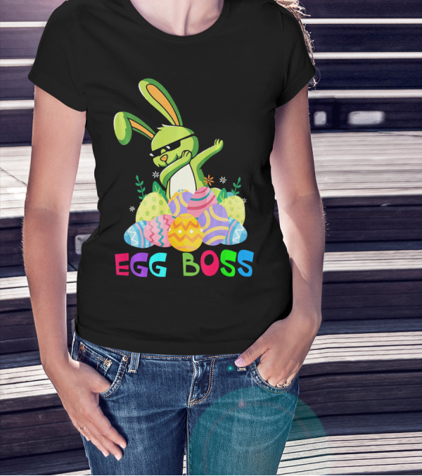 Egg Boss Dabbing Easter Bunny With Colorful Eggs T-Shirt