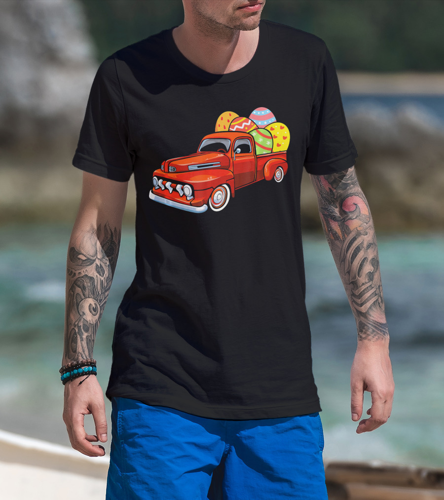 Vintage Easter Egg Pickup Truck With Colorful Eggs T-Shirt