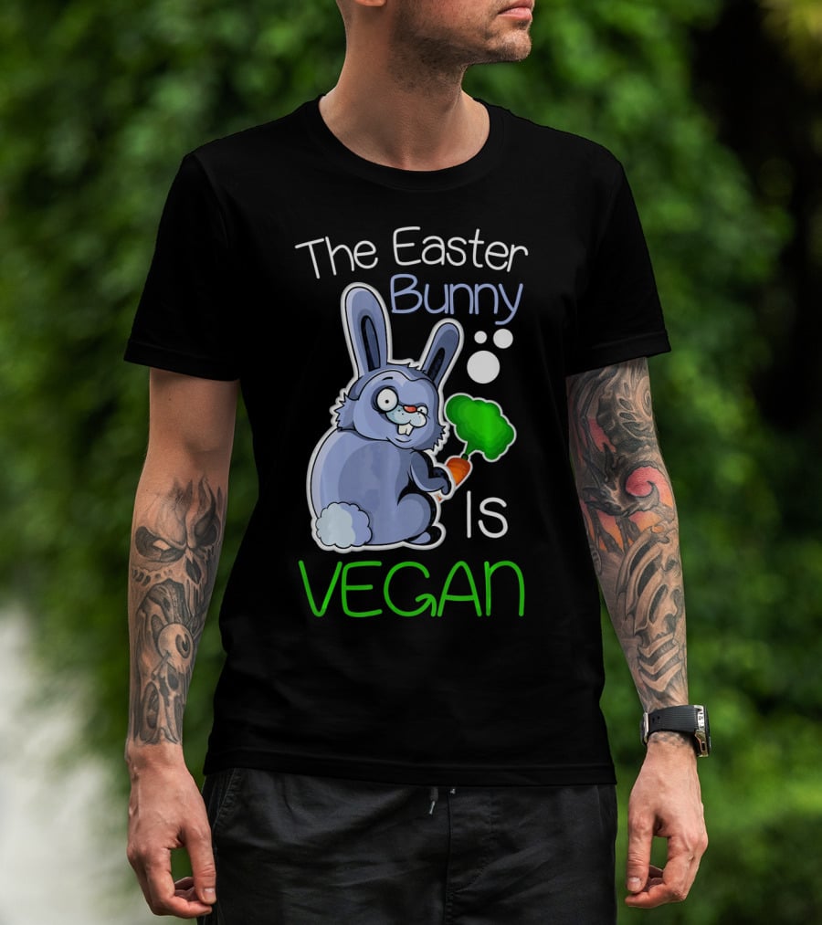The Easter Bunny Is Vegan Vegetaria Cute Bunny With Carrot And Broccoli T-Shirt