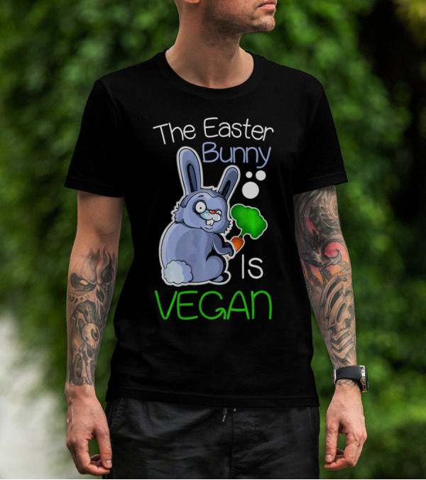 The Easter Bunny Is Vegan Vegetaria Cute Bunny With Carrot And Broccoli T-Shirt