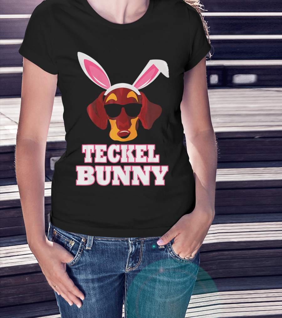 Teckel Bunny Rabbit Dog With Cool Glasses T-Shirt