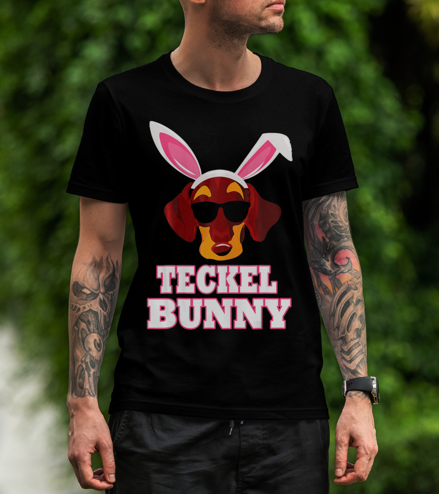 Teckel Bunny Rabbit Dog With Cool Glasses T-Shirt
