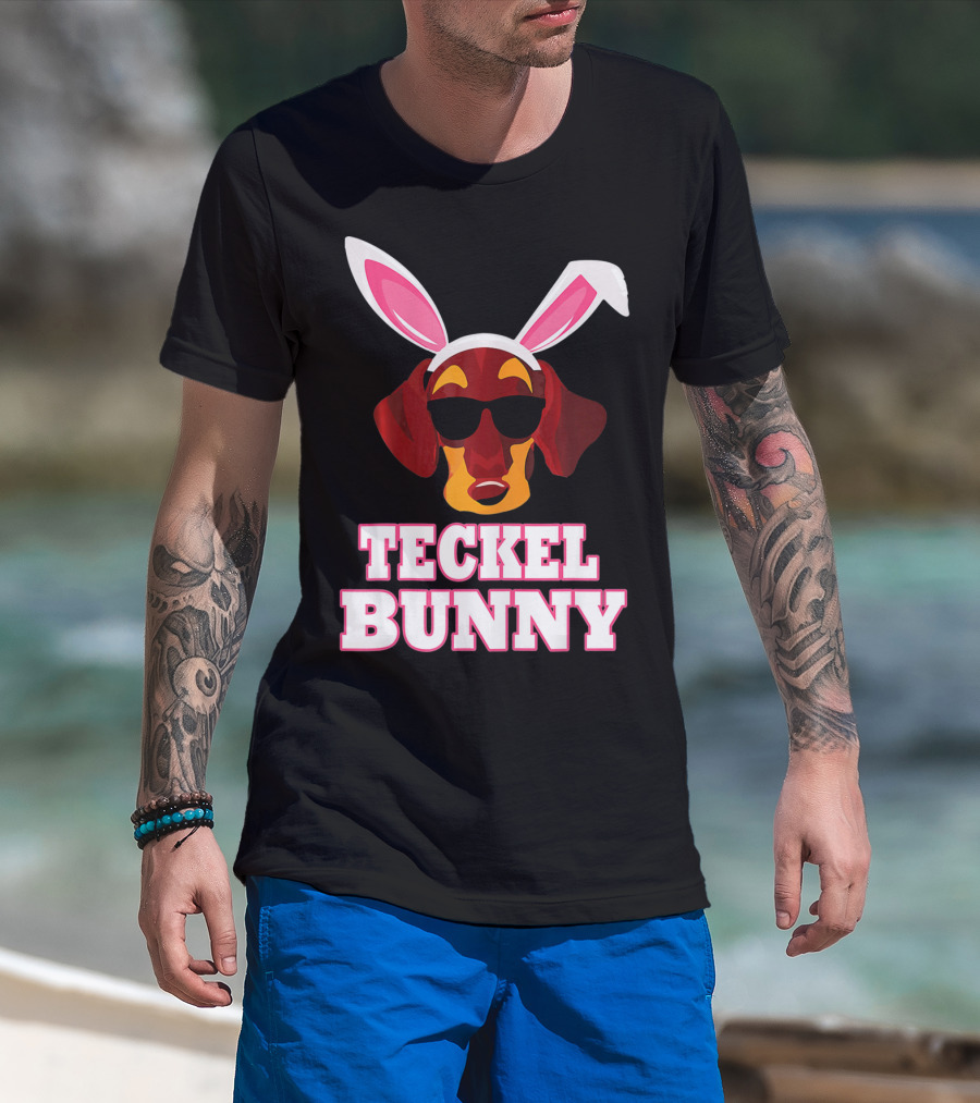 Teckel Bunny Rabbit Dog With Cool Glasses T-Shirt