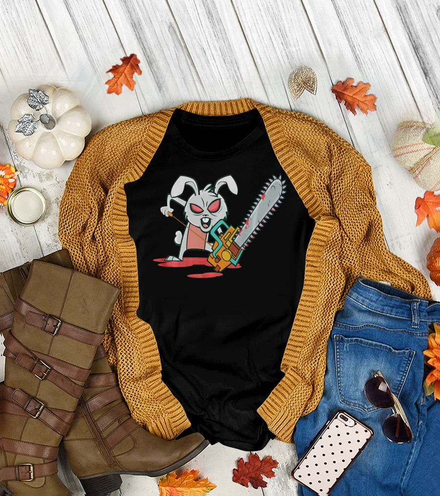 Crazy Easter Bunny with Chain Saw Super Blood T-Shirt
