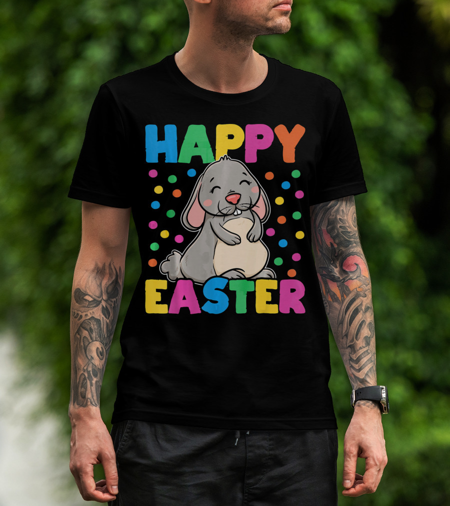 Happy Easter Bunny With Colorful Dots T-Shirt