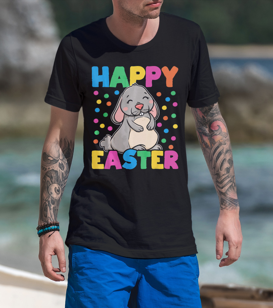 Happy Easter Bunny With Colorful Dots T-Shirt