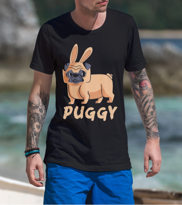 Puggy Easter Dog Pug With Bunny Ears T-Shirt