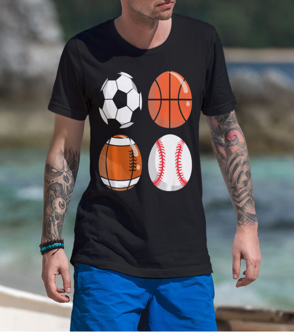 Easter Eggs Football Rugby Basketball Baseball Soccer T-Shirt