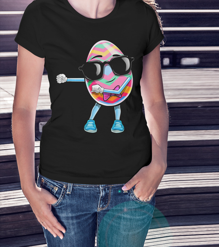 Flossing Easter Egg Kids Funny Dance With Sunglasses T-Shirt