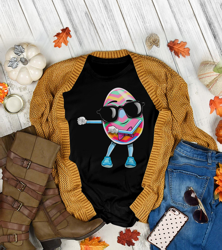 Flossing Easter Egg Kids Funny Dance with Sunglasses T-Shirt