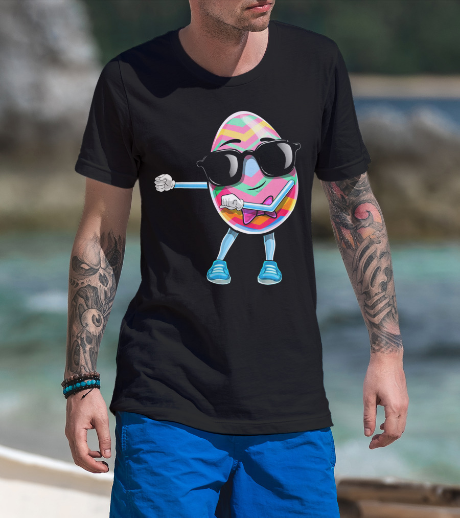 Flossing Easter Egg Kids Funny Dance With Sunglasses T-Shirt