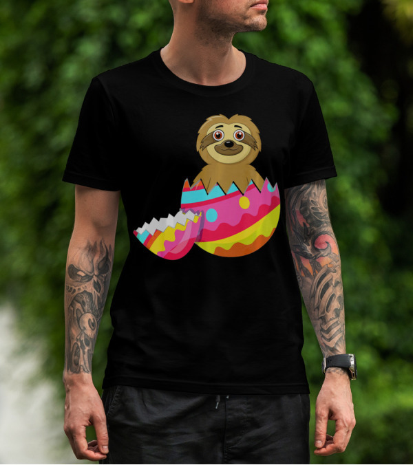 Funny Sloth Easter Egg Decorated Colorful Eggshell T-Shirt